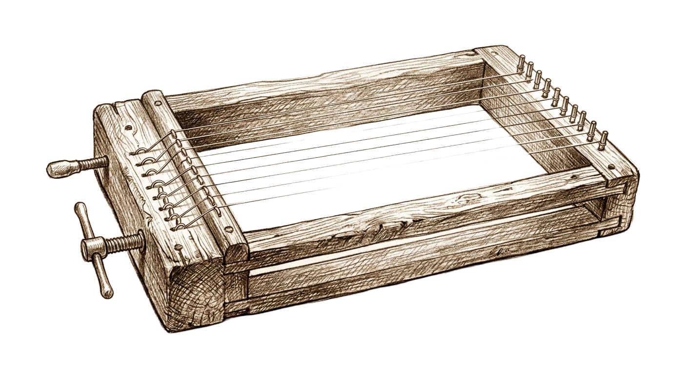 Traditional harp for cutting curd